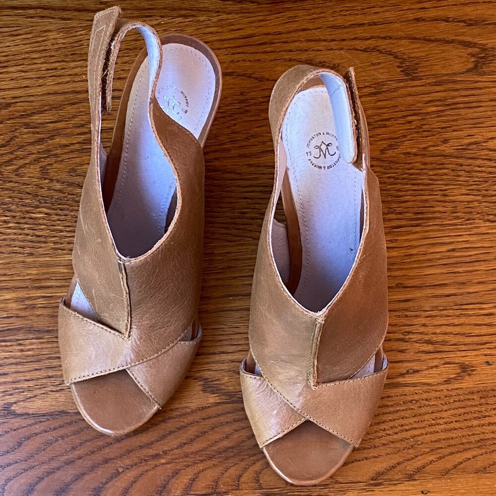 Johnston & Murphy Cork Platform Wedge Sandals size 7